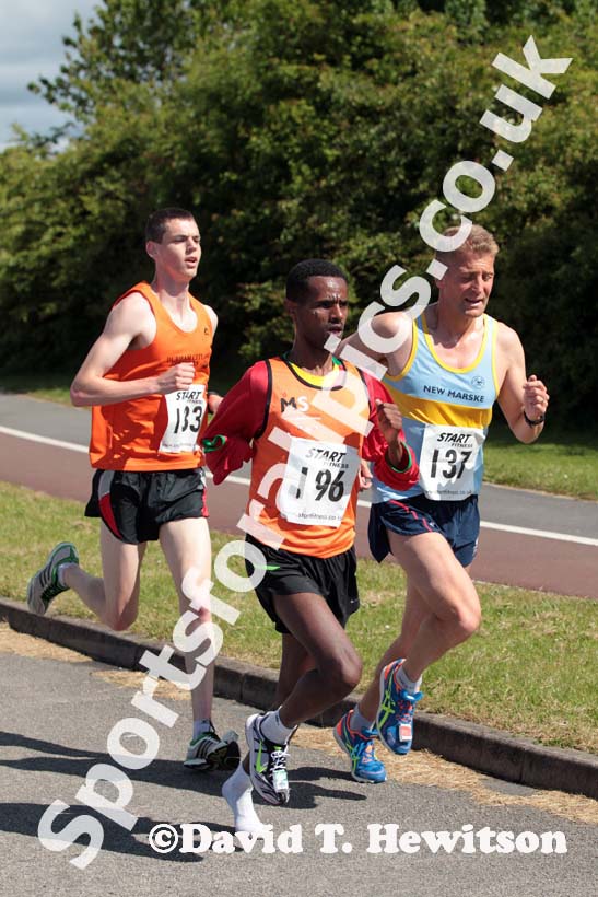 Wondiye Fikre Indelbu and James Bulman lead from James Askew in the Newton Aycliffe 10k Road Race.